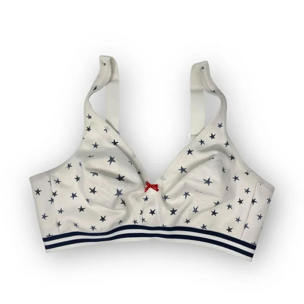 Cacique Lane Bryant Unlined Full Coverage No Wire White Stars Bra Women Size 42D